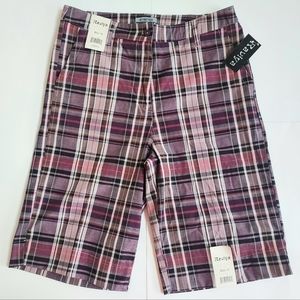 NWT Raviya Stretch Plum Purple Plaid 12" Inseam Bermuda Shorts Size 10